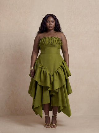 Kyriake Dress In Dark Olive