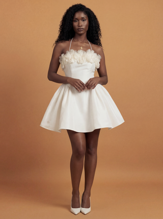 Fuchsia Mini Dress In White