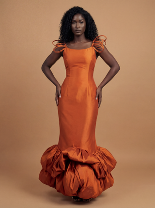 Areli Midi Dress In Sunset Orange